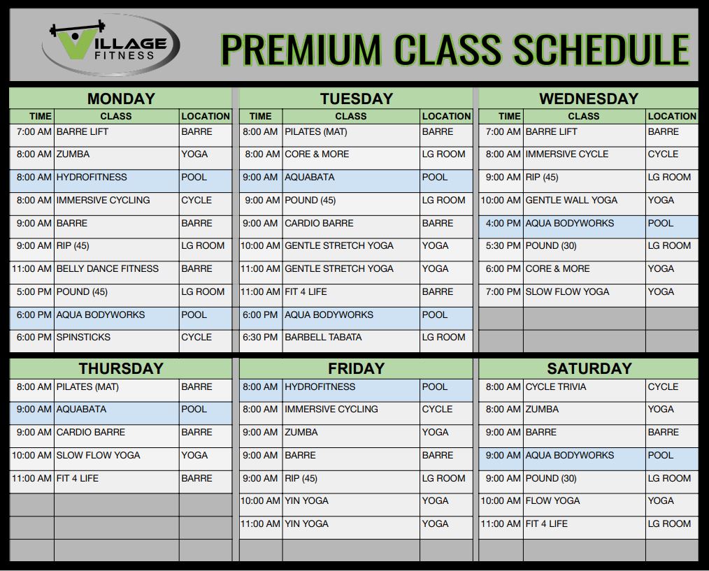 Fitness Class Schedule